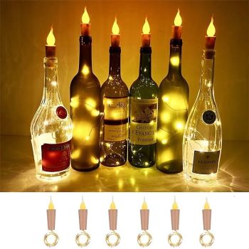 2M 20LEDS Candle Wine Bottle String Light Wine Bottle Flame Cork Lamp DIY Party Wedding Valentine's Day Garland
