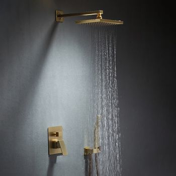 Shower Faucet,Shower Faucet Rainfall Shower Head System Set - Handshower Included Dual-Head Rainfall Shower Antique Vintage Style Electroplated Ceiling Mounted Ceramic Valve Bath Shower Mixer Taps Foundation of a Perfect Shower