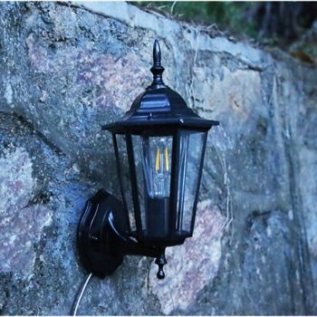 Outdoor Light Fixtures Wall Mount Aluminium Waterproof Exterior Wall Lantern, Anti-Rust Outside Black Wall Sconce Porch Lights for House Garage, Doorway 85-265V