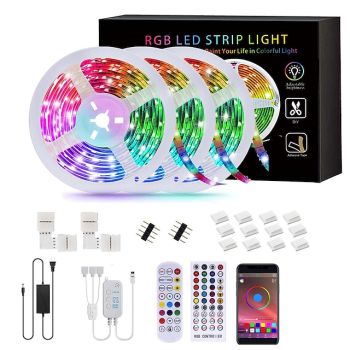 LED Smart Strip Light Sets 30M(3x10M) Tiktok RGB Bluetooth APP Control Strip Lights 540 LEDs SMD5050 Mounting Bracket RGB Christmas New Year's Party Bedroom TV Decoration Strip Lights 12V