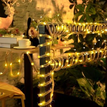 Led Hemp Rope String Light  Waterproof Memory Function Battery Powered 2m40led/5m100leds/10m200leds With Remote Control for Outdoor Garden Patio Balcony Decor