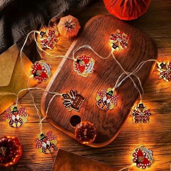 Thanksgiving Iron Turkey Shaped String Lights 1.65m 10LEDs Battery Powered Autumn Thanksgiving Party Christmas Home Decoration Finnish Lights