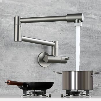 Kitchen faucet - Single Handle One Hole Nickel Brushed / Stainless Steel Standard Spout / Pot Filler Wall Mounted Modern Contemporary Kitchen Taps Pull Down Kitchen Faucets