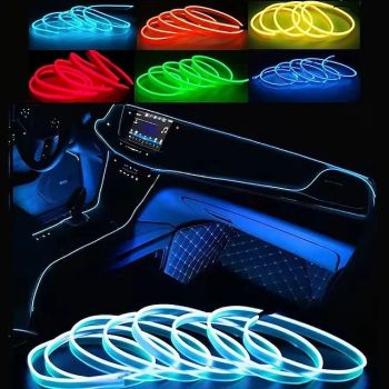 9.8ft 3m Car Light 12V LED Cold Lights Flexible EL Neon Wire Auto Lamps On Car Cold Light Strips Line Lnterior Decoration Strips Lamps Lights Flexible Neon