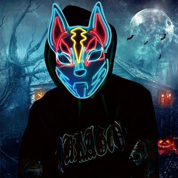 LED Halloween Mask Masquerade Cosplay Glowing Mask Carnival Suitable for Men Women Children
