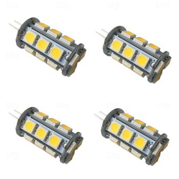 G4 Bi-pin Base LED Light Bulbs 3W AC/DC 12V 18 SMD 5050 LED Bulb White Warm White for Home Crystal Lamp Chandelier 4pcs