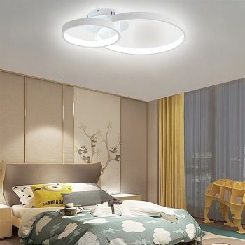 Modern LED Ceiling Light 2-Ring Flush Mount Contemporary Chandelier Ceiling Lamp 3000/6000K 110-240V