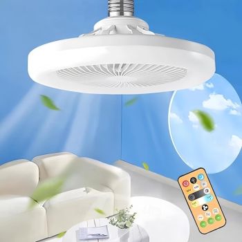E27 LED Ceiling Fan Light Bulb with Remote Control 7.5inch 3 Color Temp Silent Dimmable Fanlight with 3 Fan Speed for Bedroom Dining Room Study