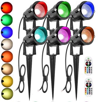 Spotlights Outdoor LED Spot Lights for Yard, RGB Color Changing Landscape Lights Waterproof Spotlight with Plug & Remote for House Garden Path Tree Decoration for Halloween