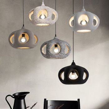 Polystyrene Pendant Light, Vintage Nature Inspired 1 Light LED, 25cm Height, Warm White/White Light, E26 E27, Adjustable Chain