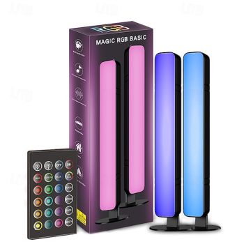 LED Smart Light Bar with Control Ambiance Mood Lighting Bedroom Atmosphere Lamp Electric Competition Computer Pickup Atmosphere Lamp IR Remote Control USB 2 Packs