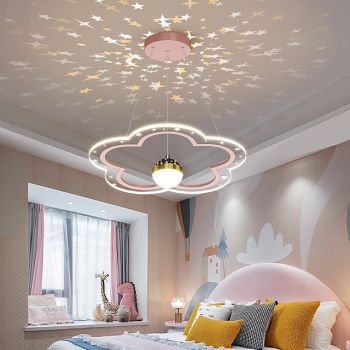 40 cm Pendant Light LED Projector Light Romantic Flower Design Lamp Modern Children Room Lamp