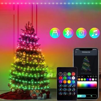 RGB LED Magic String Lights APP-Controlled, USB String Fairy Lights with Remote, Bluetooth Music Sync for Outdoor Christmas, Wedding, Birthday & Party Decor