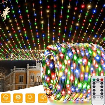 Elegant Wedding Party Reception 20M 200LED Copper Wire String Lights with Remote Control USB Powered Waterproof Fairy Lights with 8 Modes for Home Decor