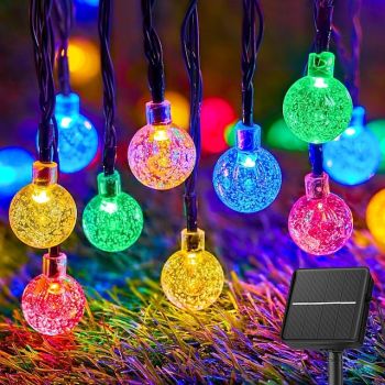 Solar Bulb String Lights Outdoor 50 LEDs 7m Crystal Ball Solar Light 6.5m 30 Leds Outdoor IP65 Waterproof 8 Models String Fairy Lamps Solar Garden Garlands Christmas Decoration