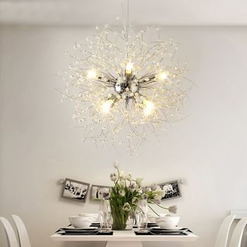 8-Light Modern Electroplated Globe Chandeliers Firework Led Vintage Pendant Lights Living Room Dining Room G9 Bulb Base