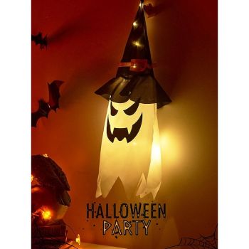 Halloween Lighted Ghost LED Flashing Devil Festival Decoration Glowing Wizard Ghost Hat Light Decoration Hanging Lantern Halloween Decoration Light Party Bar Atmosphere Small Light String Pumpkin