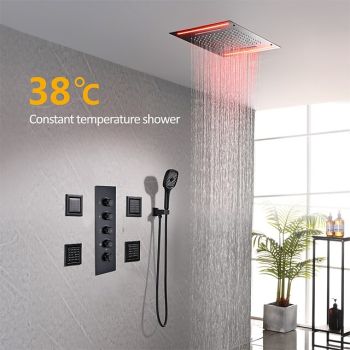 Shower Faucet,Rainfall Shower Head System Set - Rainfall Shower Contemporary Mount Inside Brass Valve Bath Shower Mixer Taps Foundation of a Perfect Shower