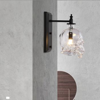 I1-Light Creative Skull Wall Lamp, Retro Industrial Glass Wall Light, Spoof Wall Sconces Suitable for Aisles, Stairs& Bars