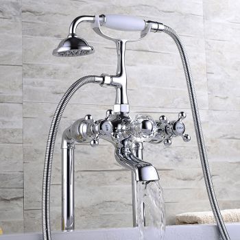 Bathtub Faucet - Modern Contemporary Electroplated Roman Tub Ceramic Valve Bath Shower Mixer Taps Durable Bathtub Faucet