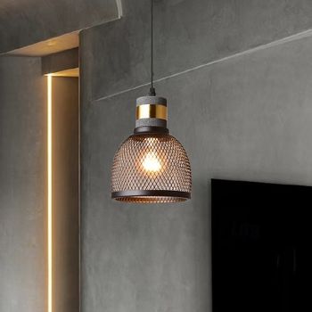 Vintage Classic Pendant Light, Stone Metal Material, 20cm Height, Warm White/White Light, E26 E27, Adjustable Chain, for Dining Room Kitchen