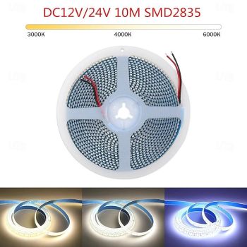 10m LED Strip Light Low Voltage Strip Light 12V 24V LED Strip SMD 2835 6000K 3000K 4500K Stripe Flex Tape Light 120LEDs/M IP20 LED Strip Light Ribbon Home Decor Light