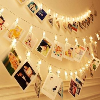 LED Photo Clip Copper String Lights 3M 9.8ft 20 LED Photo Clips Starry Fairy for Christmas Party,Hanging Pictures Cards Bedroom Wall Decorations Home Décor