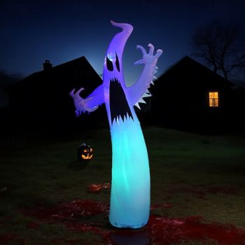 1 Pc Halloween Inflatable 3.6M 12 Foot Sparkling Flame Phantom Air Model Outdoor Courtyard Lawn Garden Party Halloween Horror and Weird Decorative Light