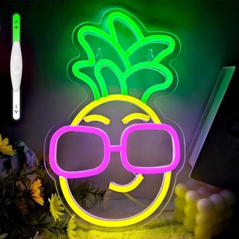 Pineapple Neon Sign Light, USB Powered LED Neon Light for Aesthetic Home Decor, Wedding, Bedroom, Party, Teen Room & Shop Wall Decoration