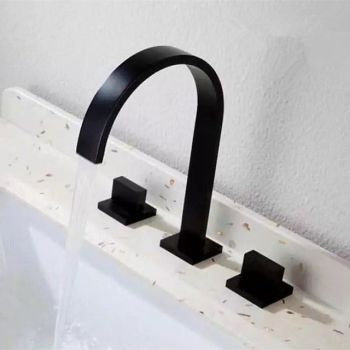 Two Handles Three Holes Bathtub Faucet - Contemporary Chrome Roman Tub Ceramic Valve Bath Shower Mixer Taps Durable Bathtub Faucet