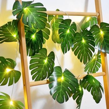 3m 20LEDs Palm Leaf Hawaiian Tropical Party Decor Lights for Home Garden Outdoor Indoor Jungle Seaside Outdoor Camping Party Decorations