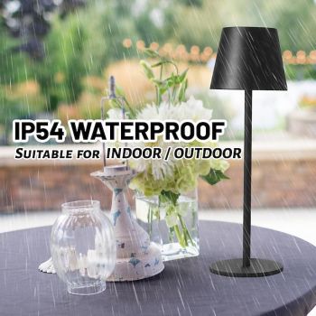 LED Cordless Table Lamp 6600mWh Rechargeable Battery Desk Lamp 3000K Stepless Dimming Night Light IP54 Waterproof Metal Outdoor Portable Lamp for Camping, Restaurant, Patio