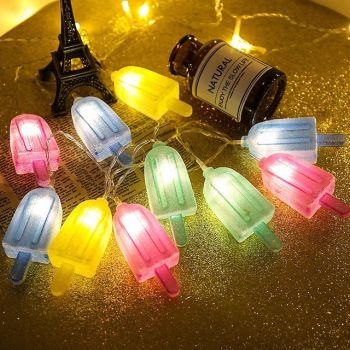 LED Stick Ice String Light, Summer Stick Ice String Light 1.5m 10LED Battery Powered Ice Cream Color Lights Summer Party Home Decoration Garden Light