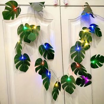 Artificial Tropical Turtle Leaf String Lights Fairy Lights 10/20LED Battery Powered for Summer Beach Party Courtyard Home Holiday Atmosphere Decoration