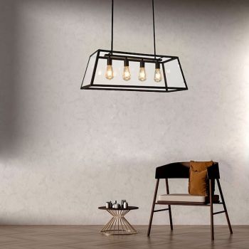 4-Light 78 cm Chandelier Metal Glass Island / Industrial Painted Finishes Retro Vintage / Country 110-120V / 220-240V