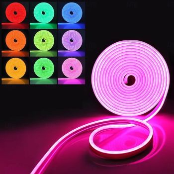 5M Waterproof LED Neon Tube Light, Flexible Strip Lights Single Color for Indoor Outdoor Decorative  12V EU/UK/US/AU Plug
