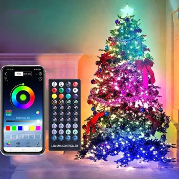 Christmas String Lights RGB 20/10/5m Remote Control Dot Control Magic Color LED Leather Wire String Lights 5m 10m 20m USB Bluetooth APP Control Christmas Atmosphere Decoration Outdoor Waterproof String Lamp