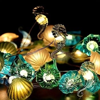 Elegant Wedding Party Reception Ocean-Themed String Lights – 2M 20 LEDs Seahorse & Beach Lights for Camping Home Decor