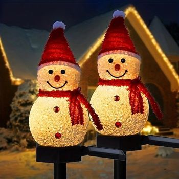 Solar Snowman Light Christmas Outdoor Villa Courtyard Lawn Decoration Garden Waterproof Night Light Christmas Arrangement Ground Insert Lights