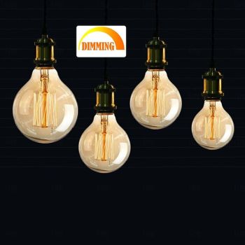1/2pcs 40W Edison Bulb G80 G95 G125 Dimmable Retro Bulb E27/E26 Base Antique Straight Bulb Amber Glass 2200k Warm Yellow Incandescent Bulb Used for Home Lighting Decoration AC110V AC220V