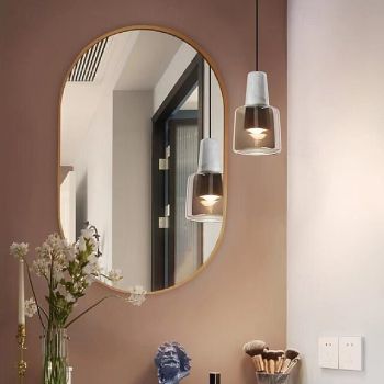 ModernChandelier, Nordic Minimalist Style Pendant Lamp, Marble Glass Material Gray Yellow Bottle Shape Chandelier, Lighting Fixtures for Bedside Study Bar