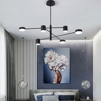 6-Light 6 Lights LED Industrial Chandelier/ Ambient Light Black Painted for Living Room Bedroom 110-120V/ 220-240V / Warm White/ White