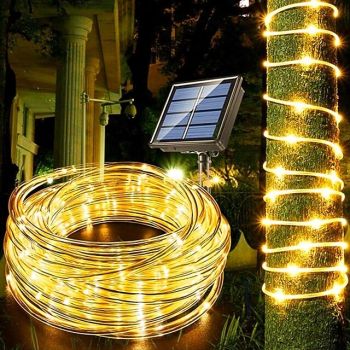 Solar Rope Lights Outdoor Waterproof Strip Lights 98.5FT 30M 300LED 8 Modes 600mAh Tube Rope Pool Light Strip Garland Fairy Light Strings for Outdoor Indoor Garden Christmas Decoration