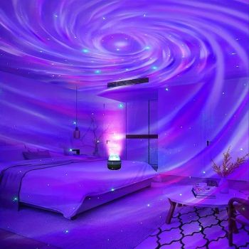 1 Pc 10CM Starry Sky Projection Light, Aurora Water Ripple Star Xuan Special Effect Atmosphere Light, Bedroom Bedhead Romantic Night Light, Live Starry Sky Light, USB Plug in Remote Control