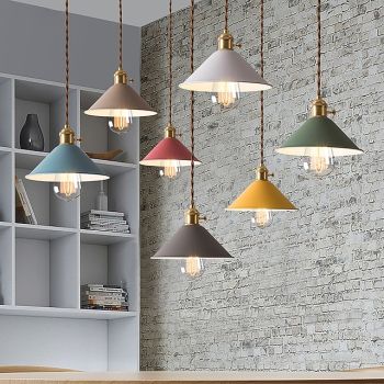 22 cm LED Pendant Light Modern Nordic Single Design White Yellow Green Gray Blue Pink Metal Painted Finishes 110-120V 220-240V