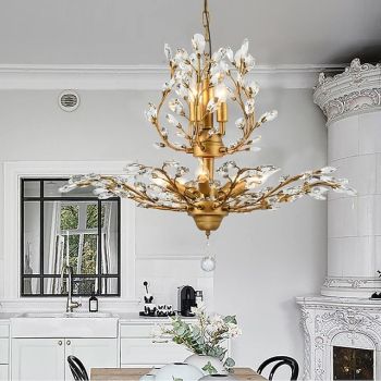 Crystal Chandelier Retro 4 Heard 8 Heard Chandeliers K9 Transparent Crystal Chandelier Ceiling Lamp Living Room Bedroom Dining Room Porch Corridor