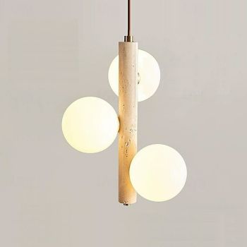 LED Pendant Light Warm White 3 Heads Creative Stone Wood Mini Industrial Suspended Chandelier Glass G9 Ceiling Hanging Lamp for Kitchen Island Dining Room Bedroom 85-265V
