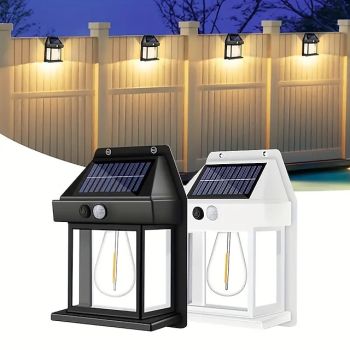LED Solar Wall Light Motion Sensor Garden Light Dusk To Dawn Outdoor Lighting IP65 Waterproof Black And White Double Color Garden Landscape Christmas Decoration Warm Light