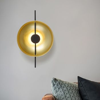 LED Wall Sconce Copper Circle Design Indoor Wall Light Fixtures for Living Room Bedroom 3000K E26 Metal Bathroom Lighting