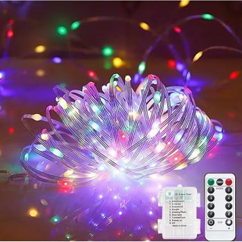 LED Fairy String Lights 5m 10m Battery/USB Operated Remote Control Timer Twinkle String Lights 8 Modes Firefly Lights